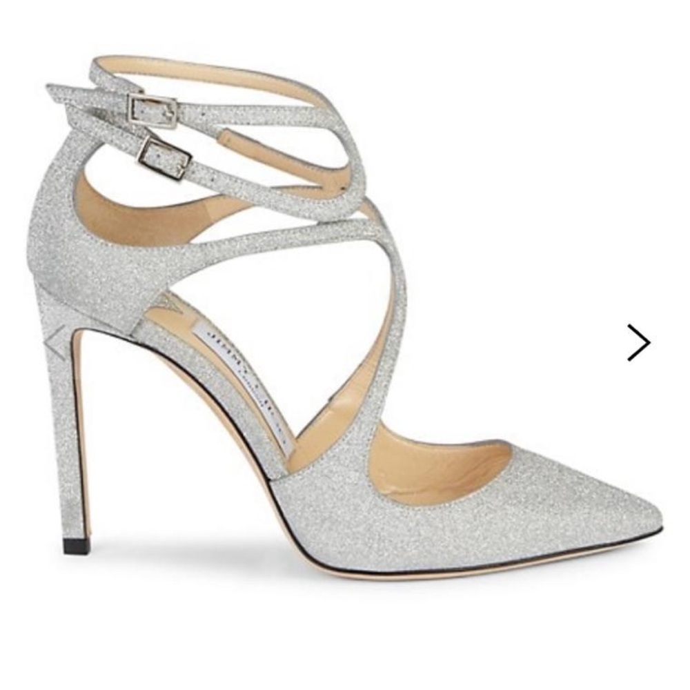 Jimmy Choo Lancer 100 Glitter Pump in silver size 36